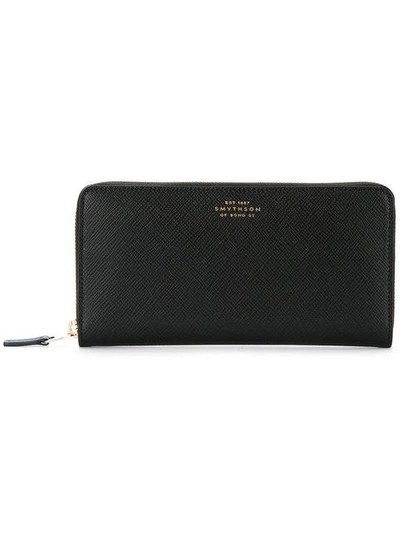 Shop Smythson Zip Around Wallet In Black