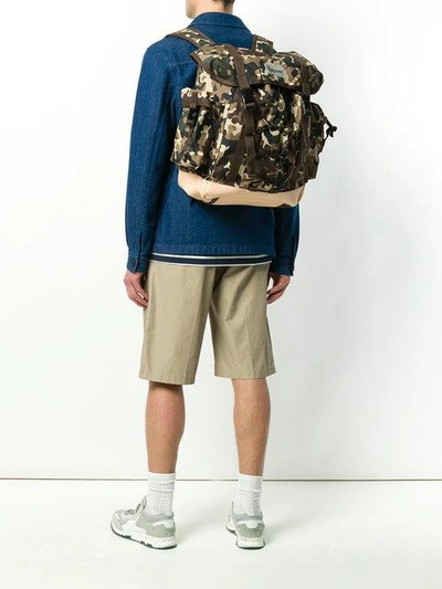 Shop Apc Camouflage Print Backpack In Multicolour