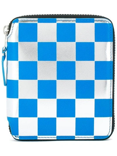 Shop Comme Des Garçons Play Checked Wallet In Blue