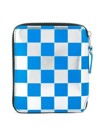 Shop Comme Des Garçons Play Checked Wallet In Blue