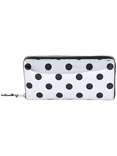 Shop Comme Des Garçons Polka Dot Zip Wallet In Metallic