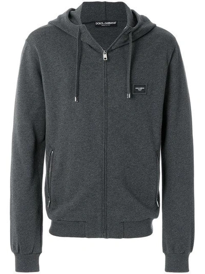 Shop Dolce & Gabbana Zipped Hoodie In Grey