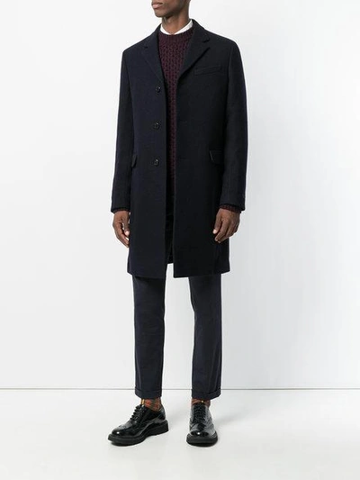 Shop Prada Classic Single-breasted Coat - Blue