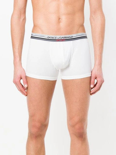 Shop Dolce & Gabbana Elasticated Waistband Boxers In White