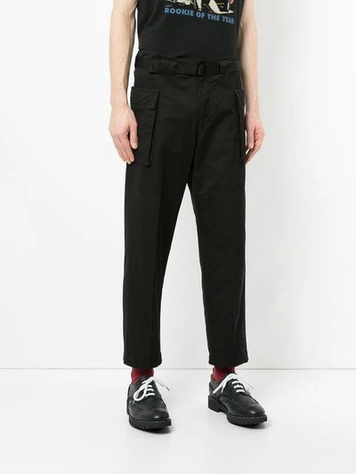 Shop Hysteric Glamour Wide Leg Cargo Trousers - Black