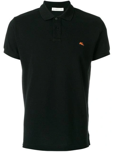 Shop Etro Contrast Logo Polo Shirt In Black