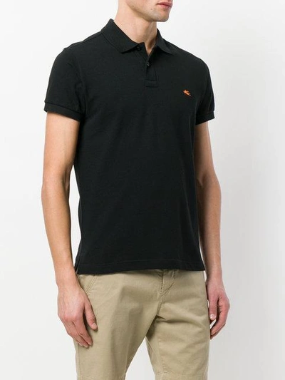 Shop Etro Contrast Logo Polo Shirt In Black