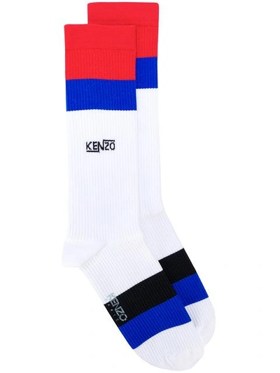Shop Kenzo Striped Long Socks - Multicolour