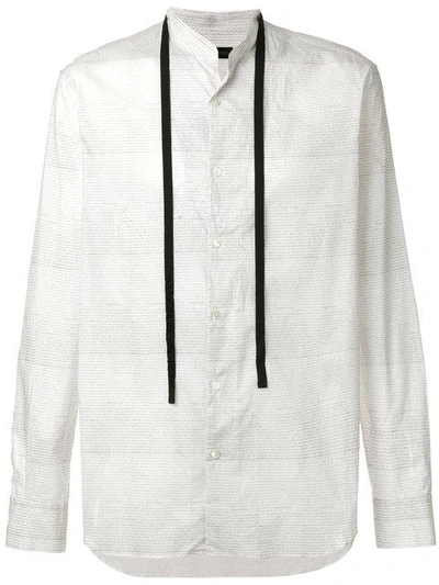 Shop Ann Demeulemeester Striped Grandad Shirt In White
