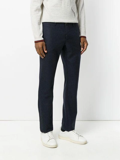 Shop Weber + Weber Slim Fit Trousers - Blue