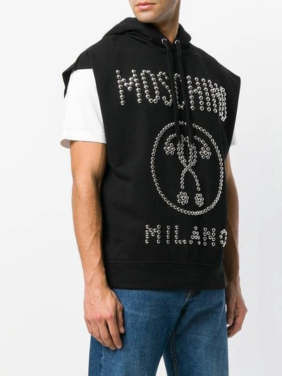 Shop Moschino Studded Sleeveless Hoodie In Black