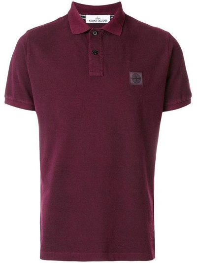 Shop Stone Island Poloshirt Mit Logo-patch - Rot In Red