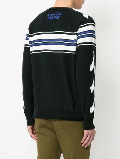 Shop Msgm X Diadora Stripe Detail Sweater In Black