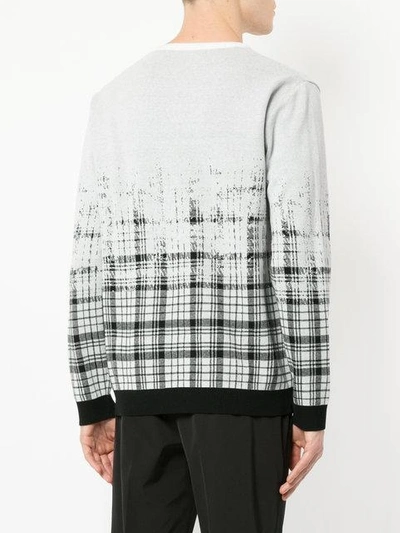 Shop Education From Youngmachines Fade Check Pattern Pullover - Grey