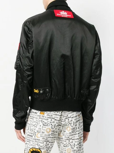 Shop Dolce & Gabbana Patch Bomber Jacket - Black