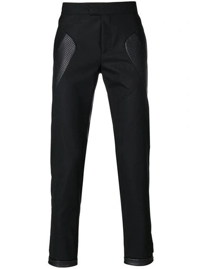 Shop Les Hommes Contrast-panel Fitted Trousers