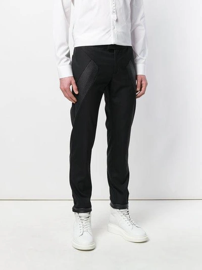 Shop Les Hommes Contrast-panel Fitted Trousers