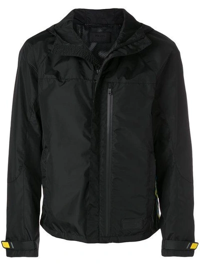 Shop Prada Logo Trim Windbreaker Jacket - Black