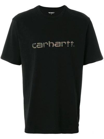 Shop Carhartt Logo Print T-shirt In Black