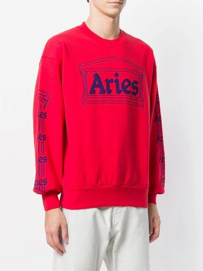 Shop Aries Logo Print Sweatshirt In Red