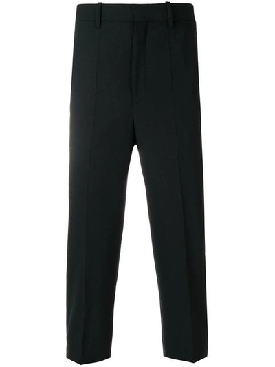 Shop Neil Barrett Cropped Tuxedo Trousers - Black