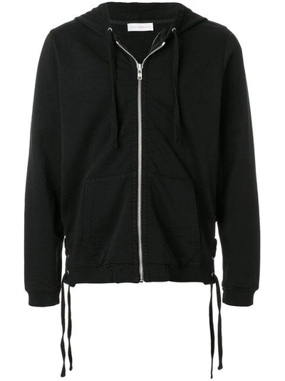 Shop Faith Connexion Lace-up Side Detail Zipped Front Hoodie In Black