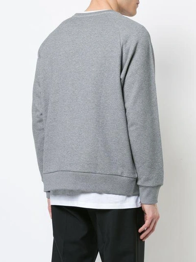 Shop Second / Layer Embroidered Raglan Sweatshirt In Grey
