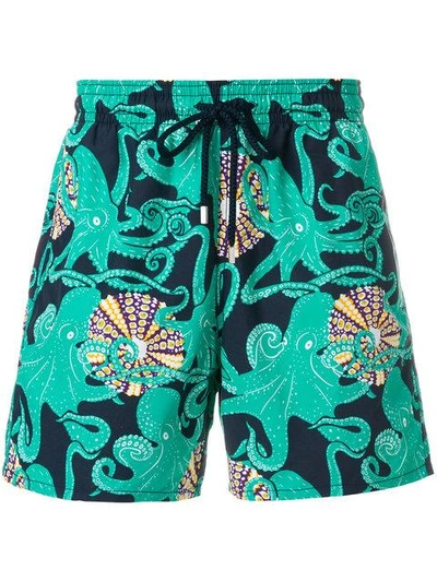 Shop Vilebrequin Octapus Print Swim Shorts - Blue