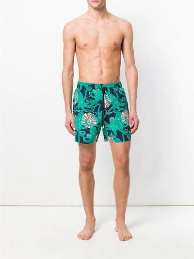 Shop Vilebrequin Octapus Print Swim Shorts - Blue