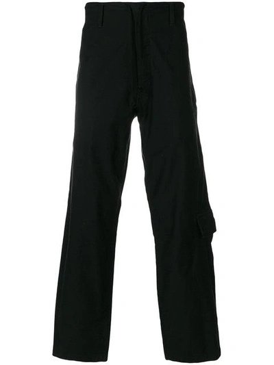 Shop Yohji Yamamoto Cargo Pocket Trousers - Black