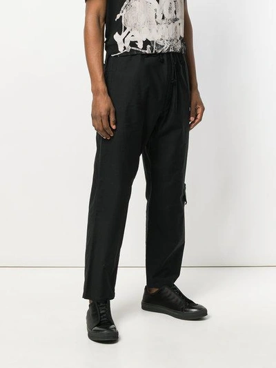 Shop Yohji Yamamoto Cargo Pocket Trousers - Black