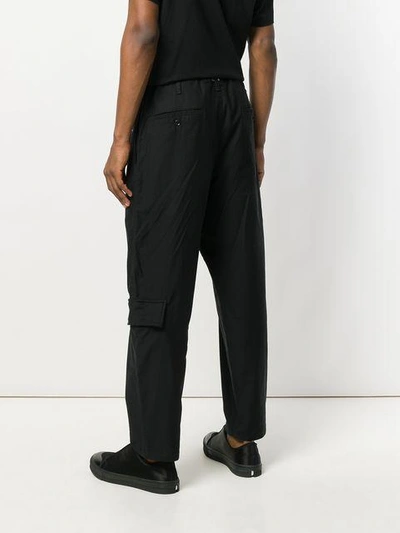 Shop Yohji Yamamoto Cargo Pocket Trousers - Black