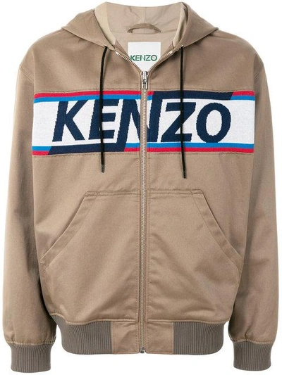 Shop Kenzo Logo Printed Bomber Jacket - Brown