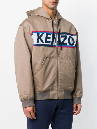 Shop Kenzo Logo Printed Bomber Jacket - Brown