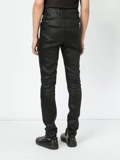 Shop Cedric Jacquemyn High Waist Slim Trousers In Black