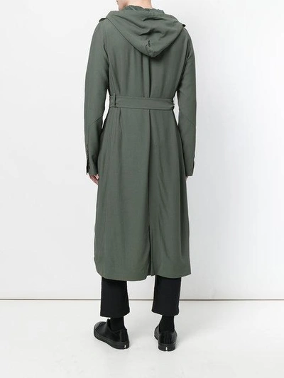 Shop Rick Owens Double Breasted Trench Coat In Green