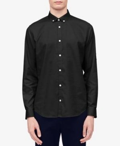 Shop Calvin Klein Men's Big & Tall Herringbone Texture Shirt In Black