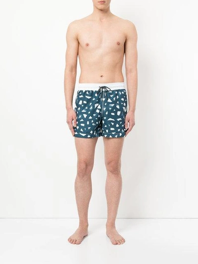 Shop Venroy Brush Print Swim Shorts In Black