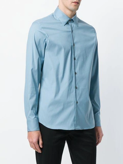 Shop Prada Classic Collared Shirt - Blue