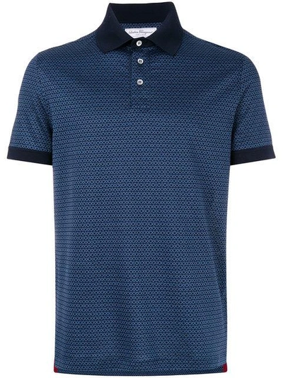 Shop Ferragamo Striped Polo Shirt In Blue