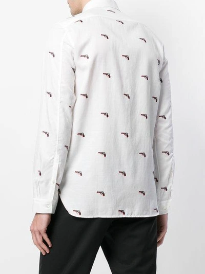 Shop Neil Barrett Pistol Print Shirt In White