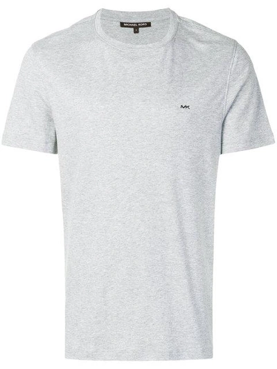 Shop Michael Michael Kors Logo-embroidered T-shirt In Grey
