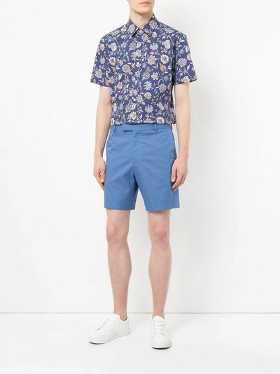 Shop Gieves & Hawkes Floral Print Shirt In Blue