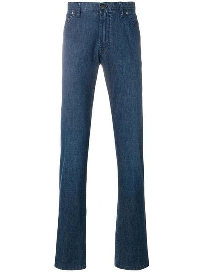Shop Brioni Long Length Loose-fit Jeans - Blue