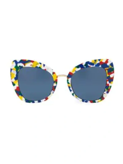 Shop Dolce & Gabbana 51mm Cat Eye Sunglasses In Blue