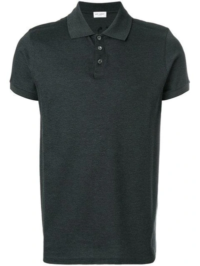 Shop Saint Laurent Classic Polo Top In Grey