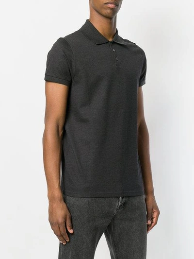 Shop Saint Laurent Classic Polo Top In Grey