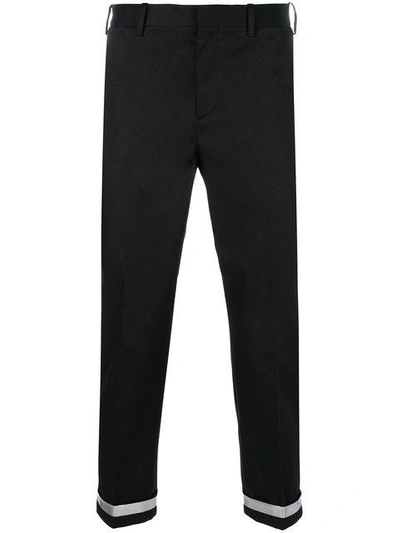 Shop Neil Barrett Contrast Cuff Trousers - Black
