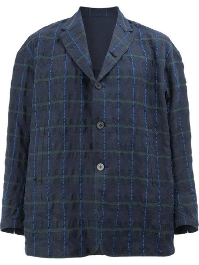 Shop 08sircus Plaid Patterned Blazer In Blue