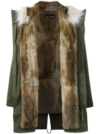 Shop Yves Salomon Green Fur Lined Parka